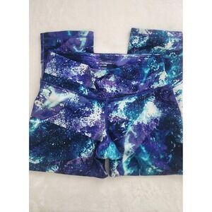Tek Gear DryTek Womens XS Galaxy Print Capri Athletic Leggings Purple Blue Space